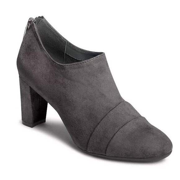 A2 by Aerosoles Sixth Avenue Booties Gray Suede Ankle Zip 10 M NEW - Picture 1 of 7